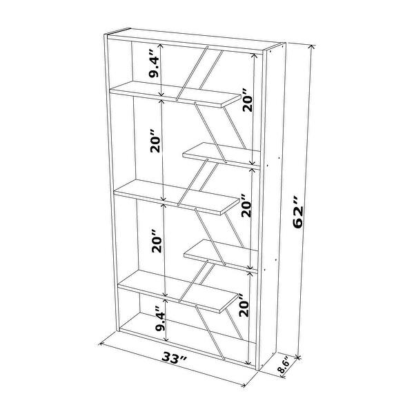 5Tier Ladder Bookshelf with Line Design for Home and Office Bed Bath