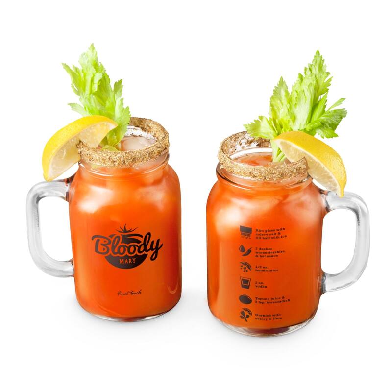 Final Touch Bloody Mary Mason Jar Mugs Set - Set of 2