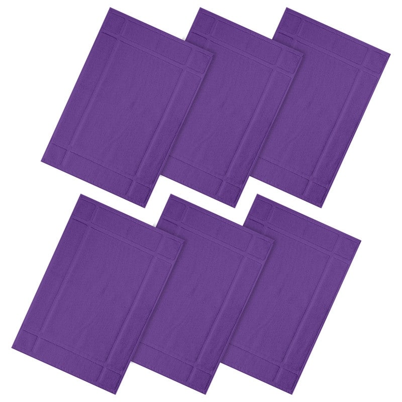 Pure Cotton 1350 GSM Bath Mats Highly Absorbent by Ample Decor- 6 Pack - 24"X17" - Purple