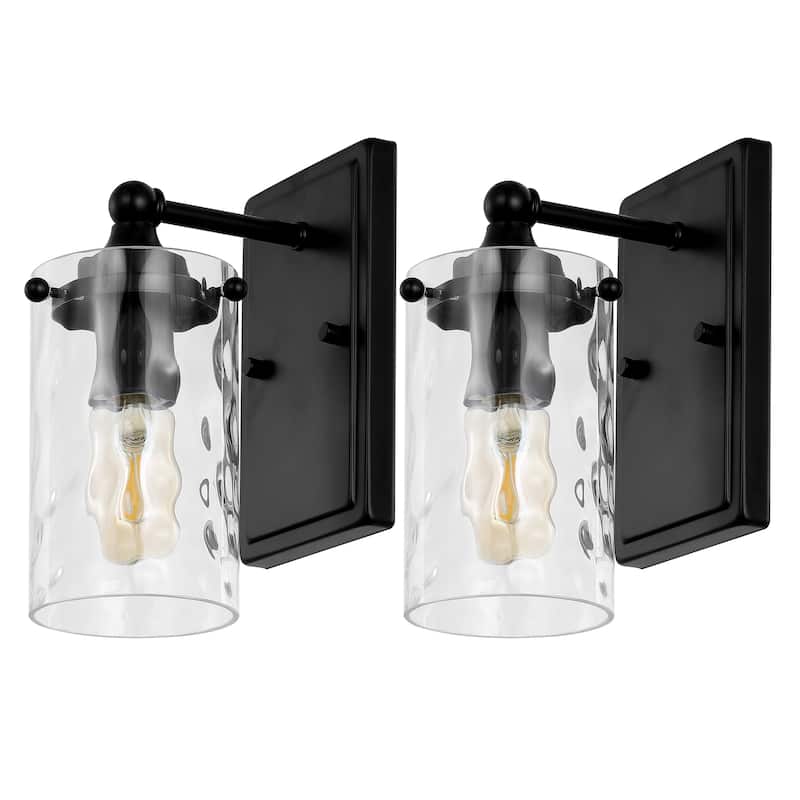 SAFAVIEH Lighting Jobie 7-inch Glass Shade Wall Sconce with Bulbs (Set of 2) - 7 in. W x 4.5 in. D x 9.5 in. H