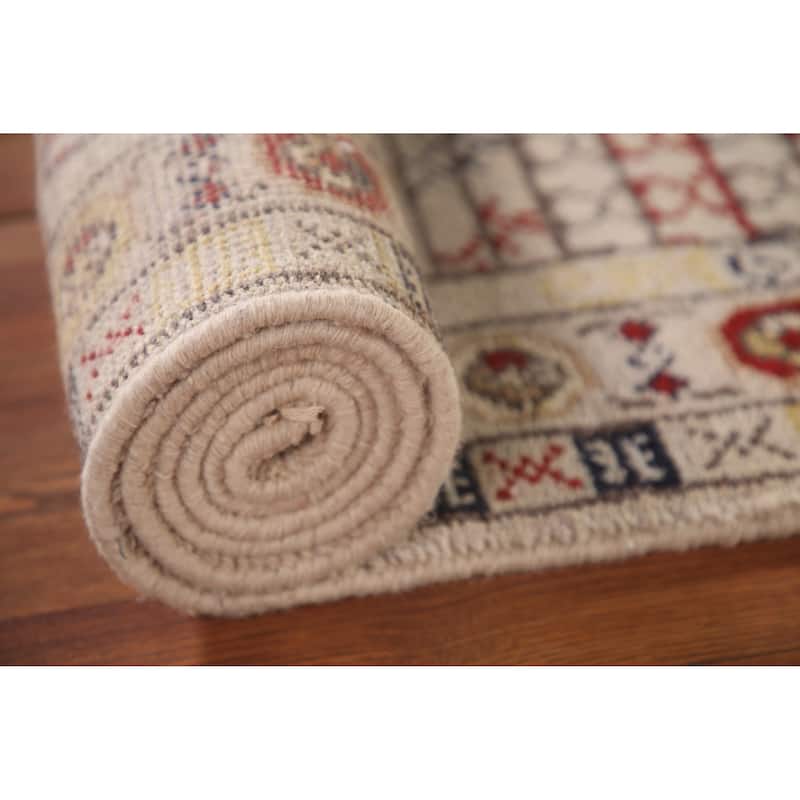 Tribal Geometric Khotan Runner Rug Hallway Handmade Wool Carpet - 2'6"x 10'0"