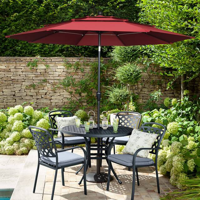 10ft Patio Umbrella with Double Air Vent - Red