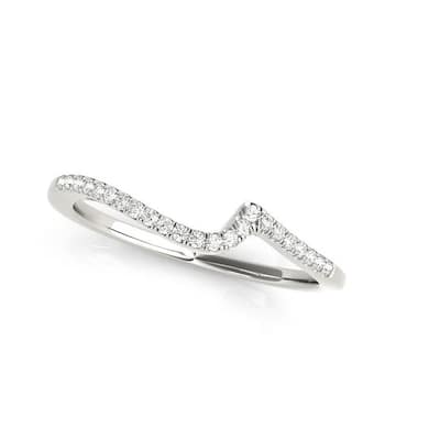 Auriya 14k Gold 1/8ctw Curved Diamond Wedding Band