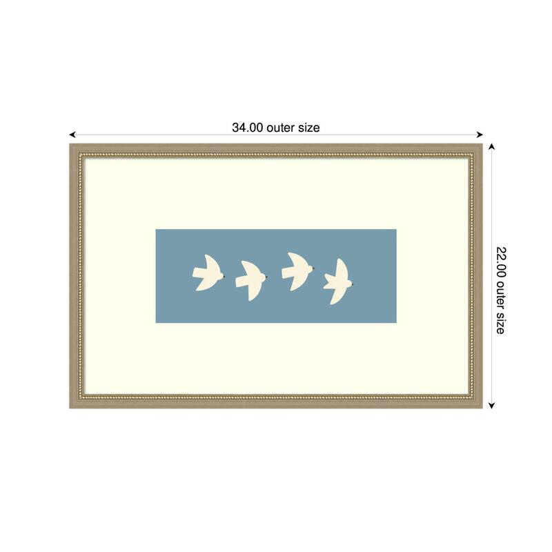 Kate and Laurel Minimalist Birds Panel Blue by Laura Moss Framed Wall Art Print