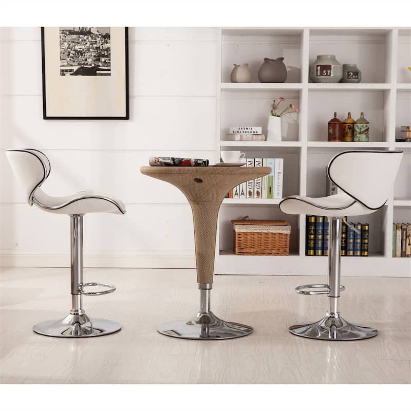 Upholstery Adjustable Swivel Barstool w/ Chrome Base (Set of 2)