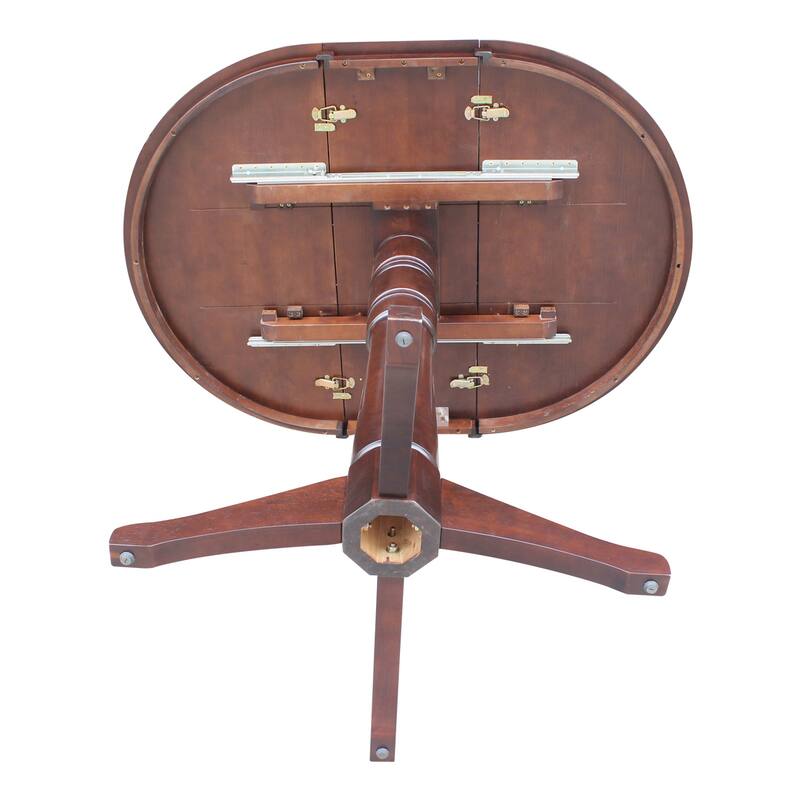 36" Round Top Bar Height Ped Table with 12" Leaf - Mocha