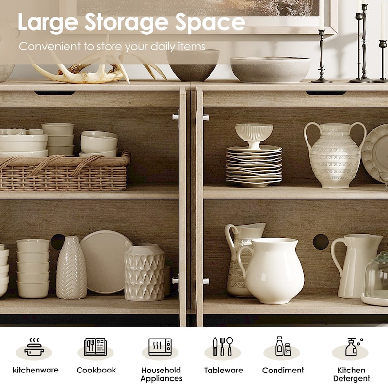 WAMPAT 3 in 1 Multifunctional Sideboard Buffet Cabinets with 6 Glass Doors, Coffee Bar Cabinet Storage Cabinet for Kitchen