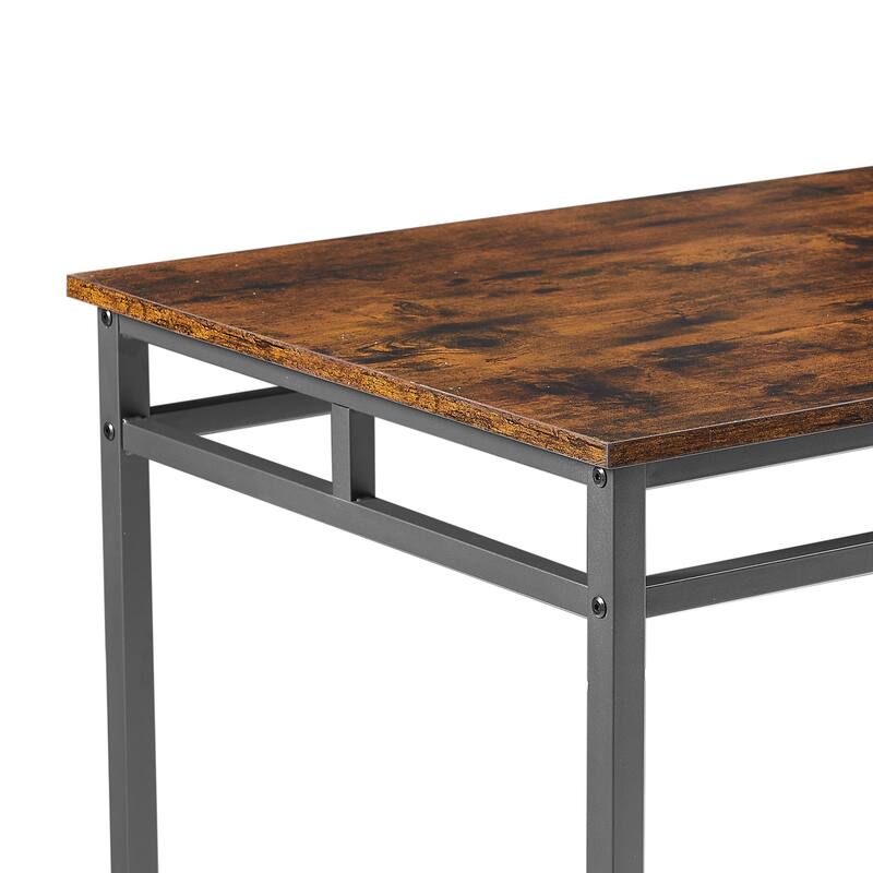 Rustic Style 5-Piece Dining Set with Rectangular Table and 4 High Stools Dining Chairs