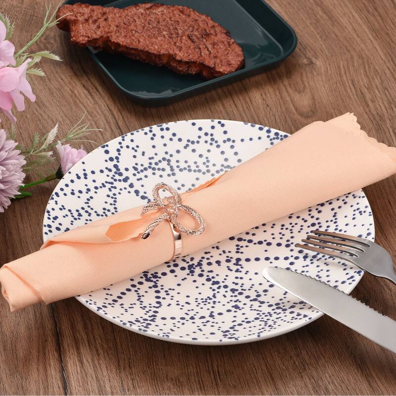 Metal Napkin Rings, 8pcs Bow-knot Napkin Ring Holder Set, Silver Tone - Silver Tone - 38mm