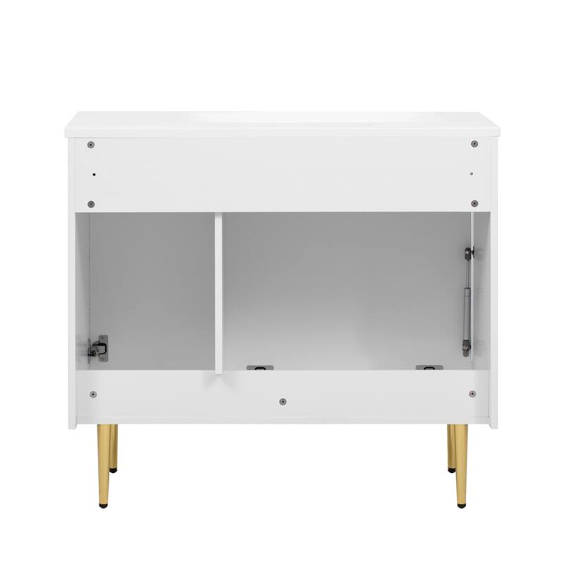 36" Freestanding Bathroom Vanity with White Integrated Resin Sink - 36'' x 18.5'' x 33.5''