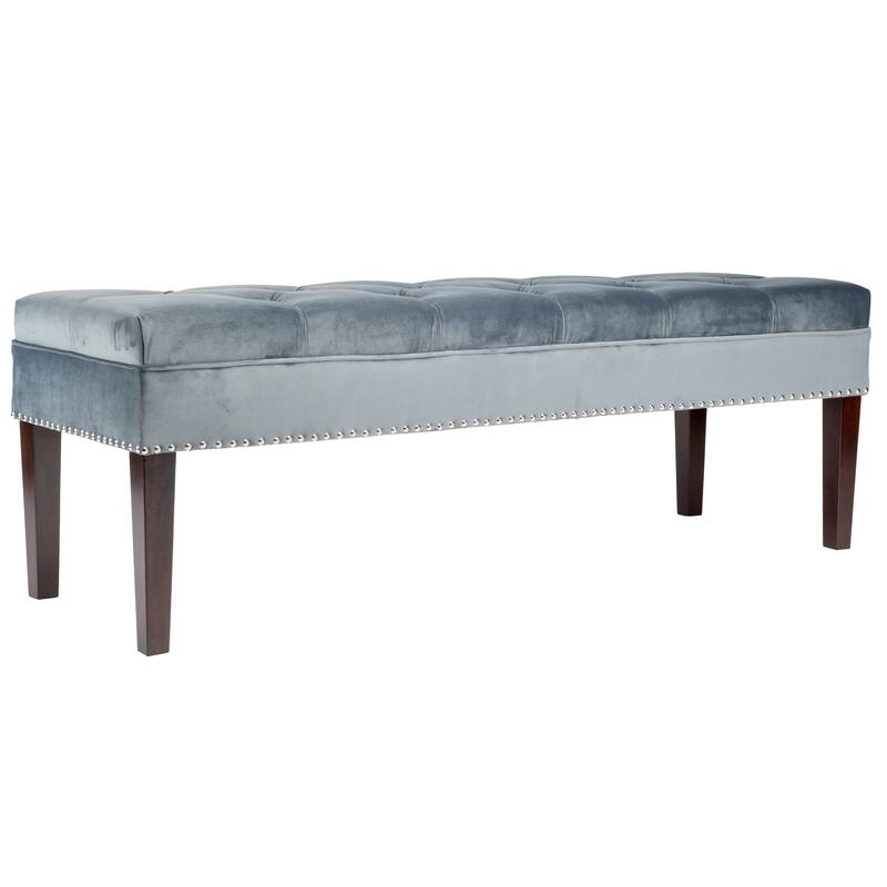 Mid Century Modern Tufted Upholstered Living Room Bench - Steel