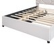 preview thumbnail 11 of 28, Linen Fabric Platform Bed with Brick Pattern Headboard, with Twin XL Trundle and 2 Drawers, Queen Size