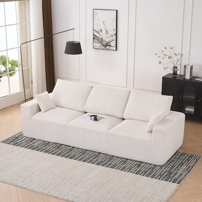 3 Seater Corduroy Sectional Sofa Modular Deep Seat Lounge Couch