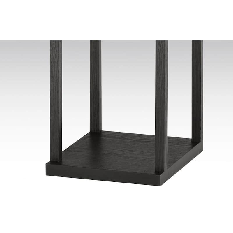 Black and White Solid Wood Column Floor Lamp with Cotton Shade and Pull Chain - 11.5” x 11.5” x 72” (D x W x H)