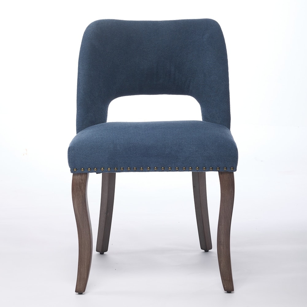 Roomfitters Upholstered Dining Chairs Set of 2, Fabric Kitchen Chairs with Curved Wood Legs