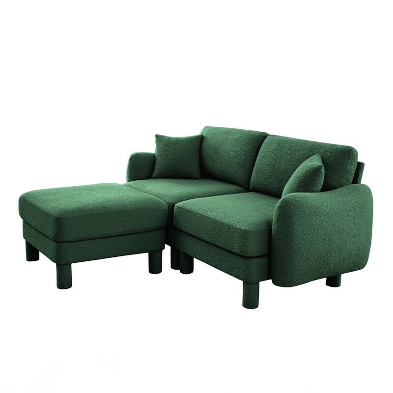 2-seater Loveseat Sofa Couch With Distinctive Shell-shaped Armrests And Removable Ottoman