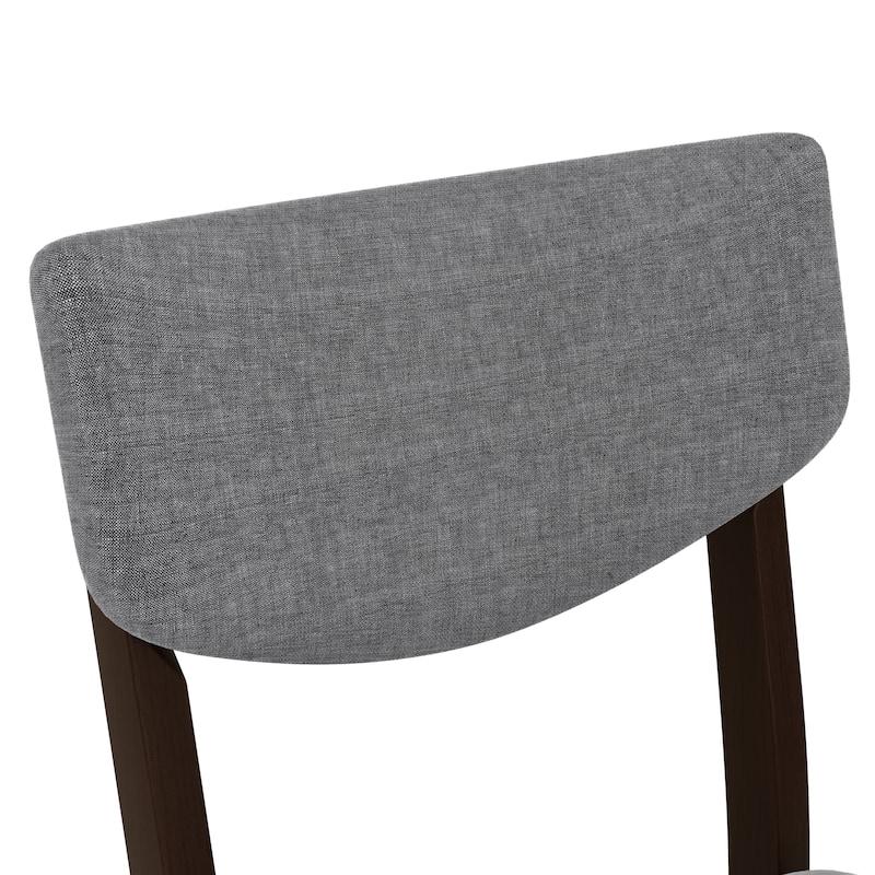 4-Piece Rustic Farmhouse Dining Chair Set, Solid Wood Frame with Gray Fabric Upholstered Cushion