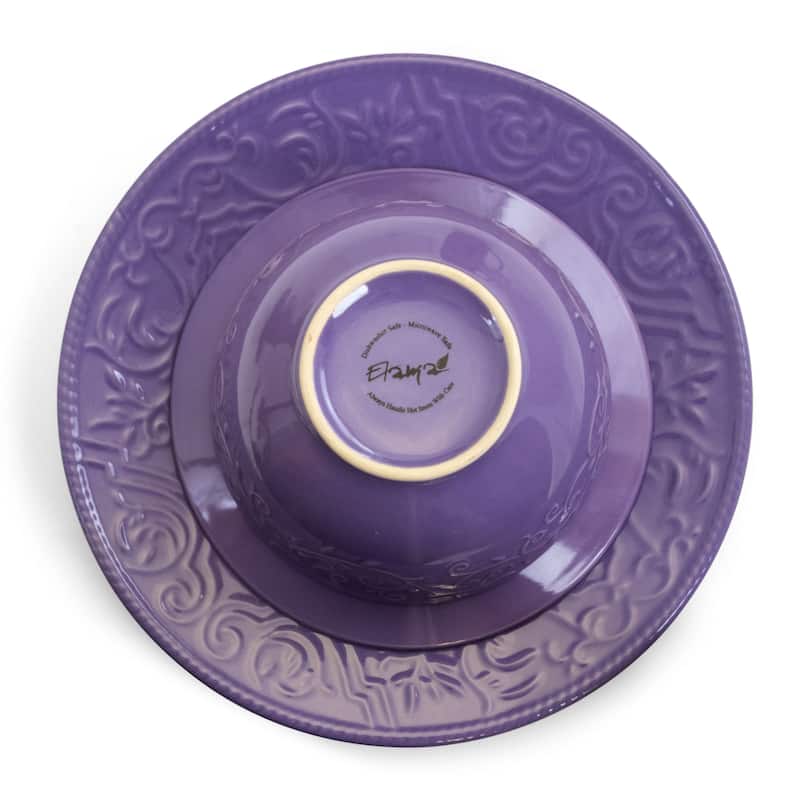 Elama Lavender Field 16-Piece Dinnerware Set