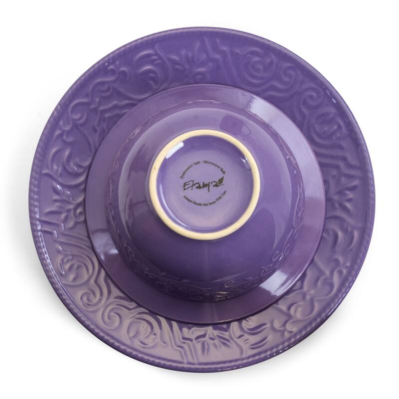 Plum Daydream 16-Piece Stoneware Dinnerware Set