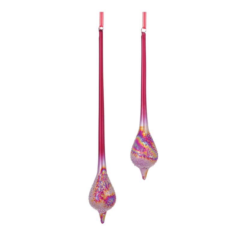 Pearl Glass Christmas Drop Ornaments 15.5" 390mm Multi-Color 6ct