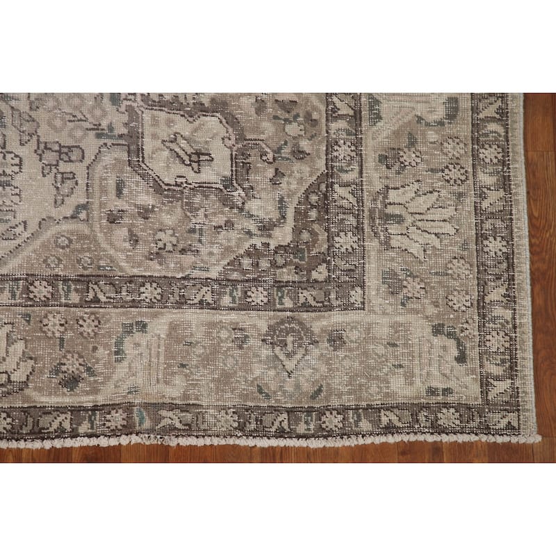 Distressed Tabriz Persian Antique Rug Handmade Oriental Wool Carpet - 6'7" x 9'2"