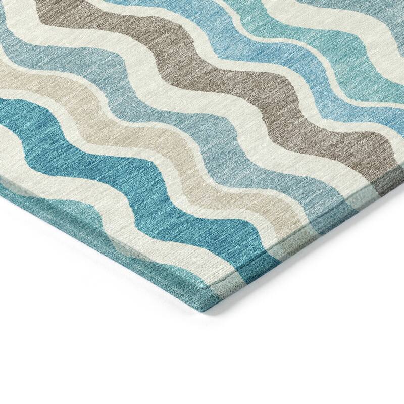 Machine Washable Indoor/ Outdoor Funky Stripe Chantille Rug