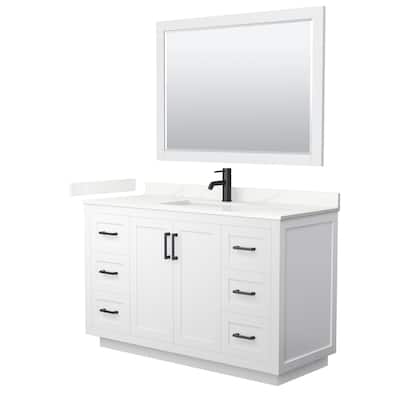 Miranda 54-inch Single Vanity, Quartz Top, 46-inch Mirror