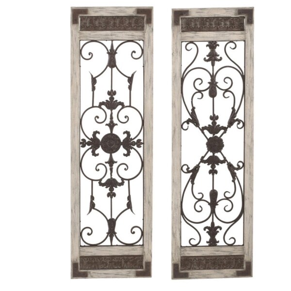 Set of 2 Assorted Vintage Scrolling Wall Mounted and/or Door Decorations 47.25" - N/A