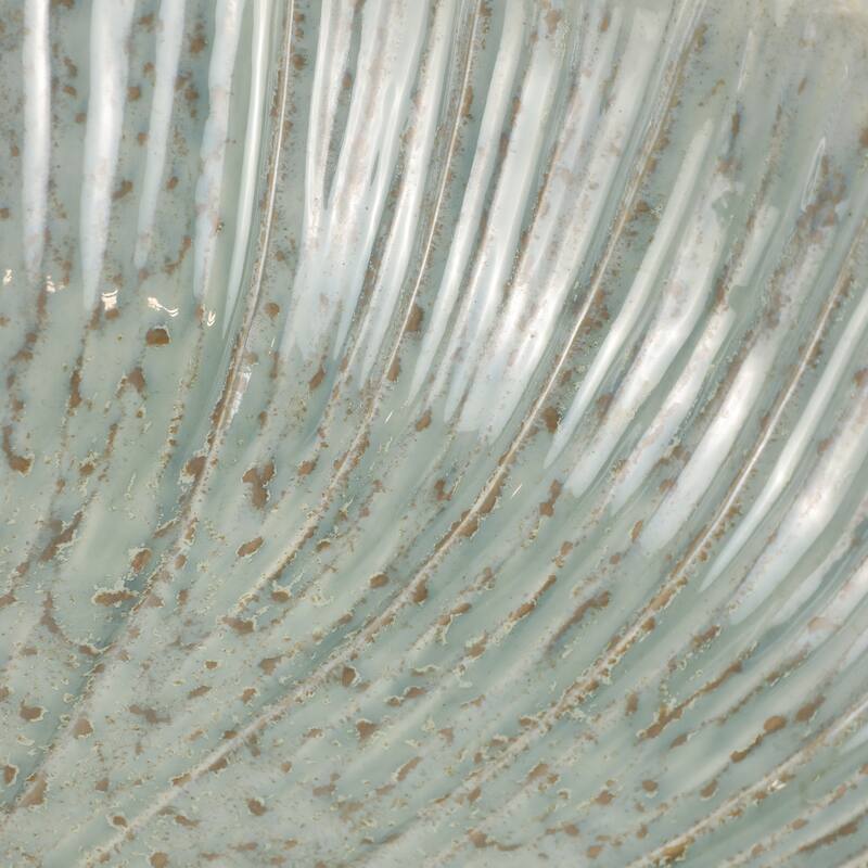 Decorative Round Scalloped Edge Bowl with Speckled Finish - 17", Gray - 17.0"