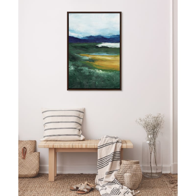 Kate and Laurel Sylvie Misty Green Framed Canvas by Nikita Jariwala