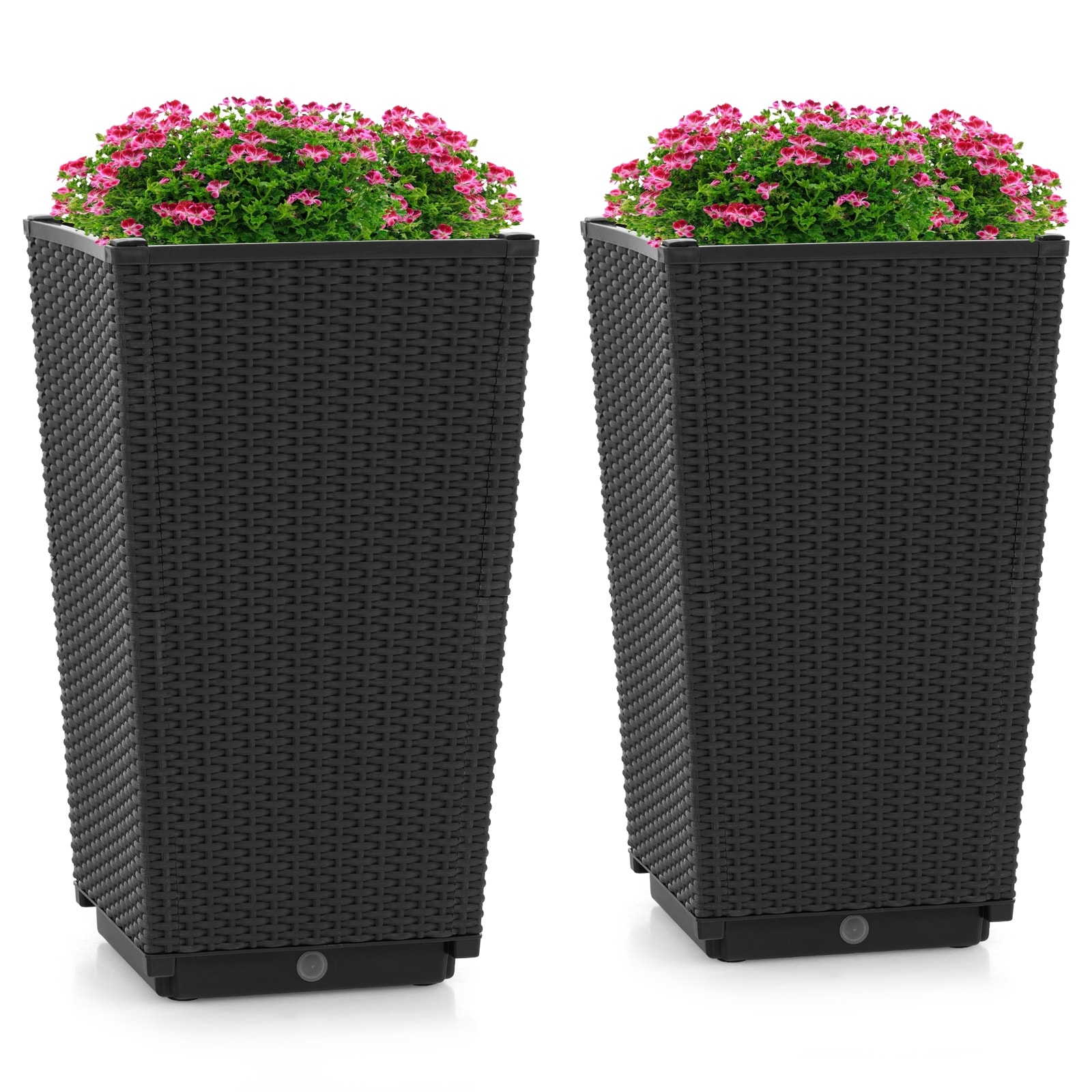 Costway 2PCS Outdoor Wicker Flower Pot 22.5''Tall Planters with - See Details