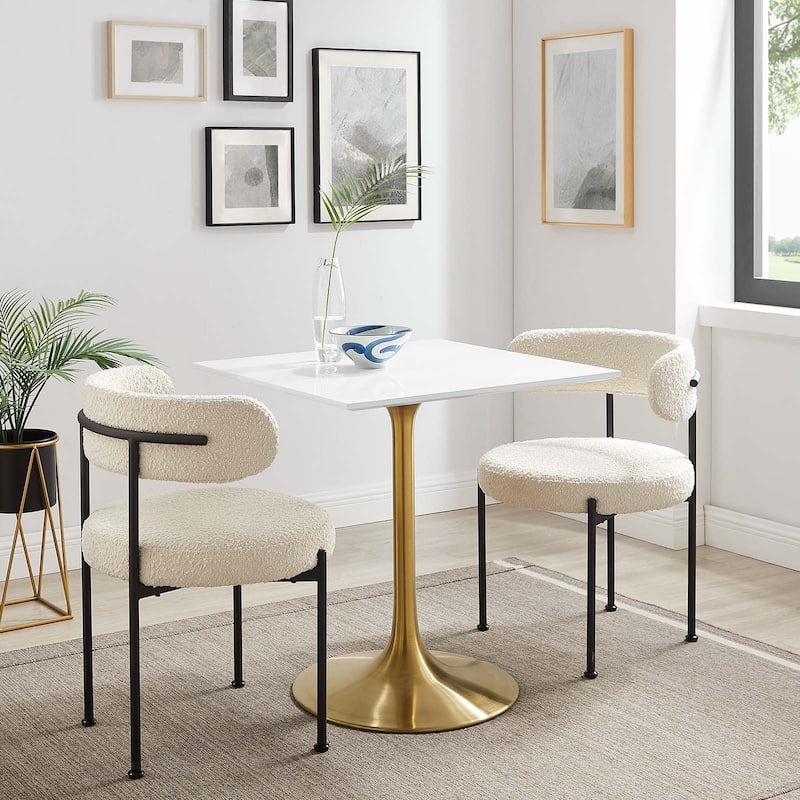 Lippa 28" Square Wood Top Dining Table - Gold White