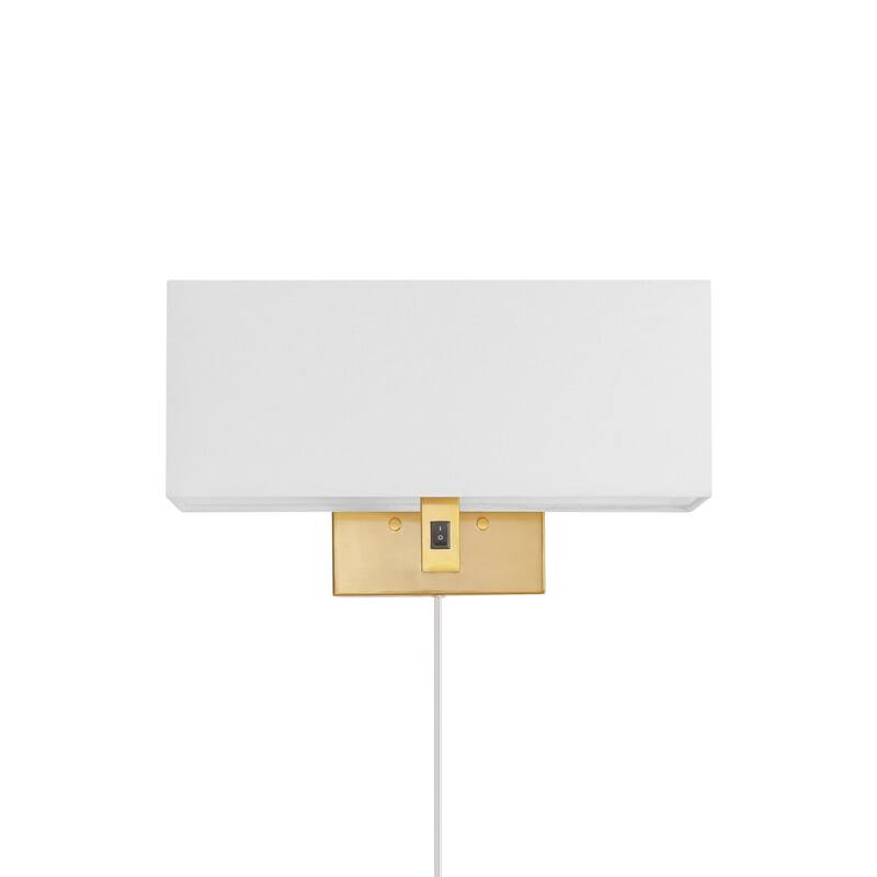 2-Light Modern Transitional Metal & Fabric Wall Sconce with Soft Fabric Shade for Bedroom & Living Room - 2 Light