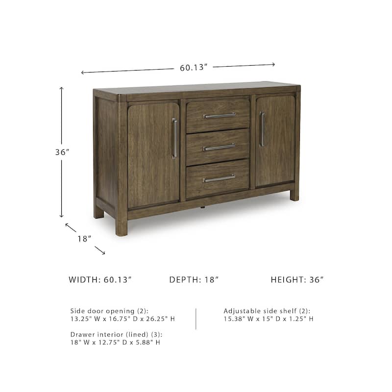 Signature Design by Ashley Cabalynn Light Brown Dining Server - 60.13" W x 18" D x 36" H
