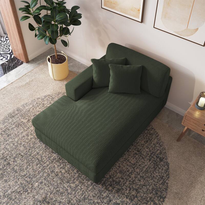 Upholstered Corduroy Modular Sectional Sofa with 2 throw pillows