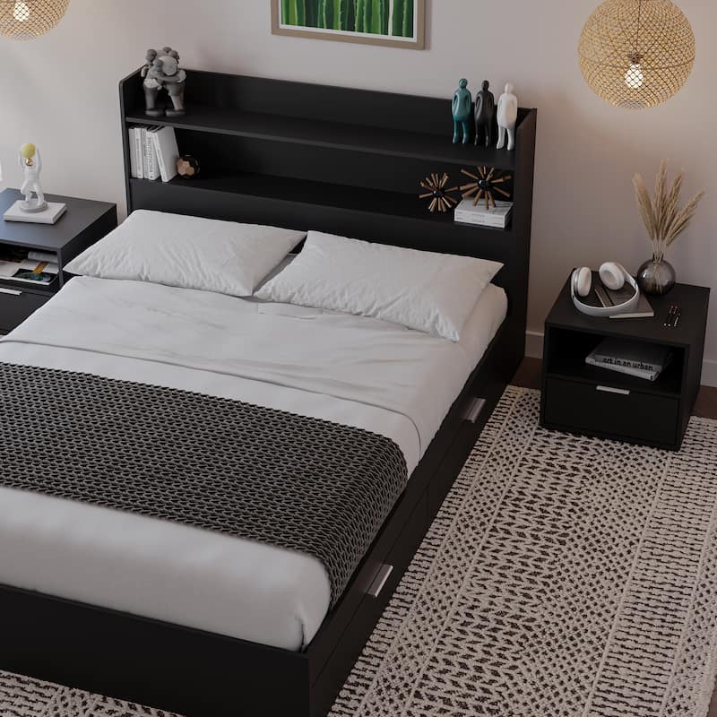 Hunter Platform Bed With Headboard And 2 Nightstands