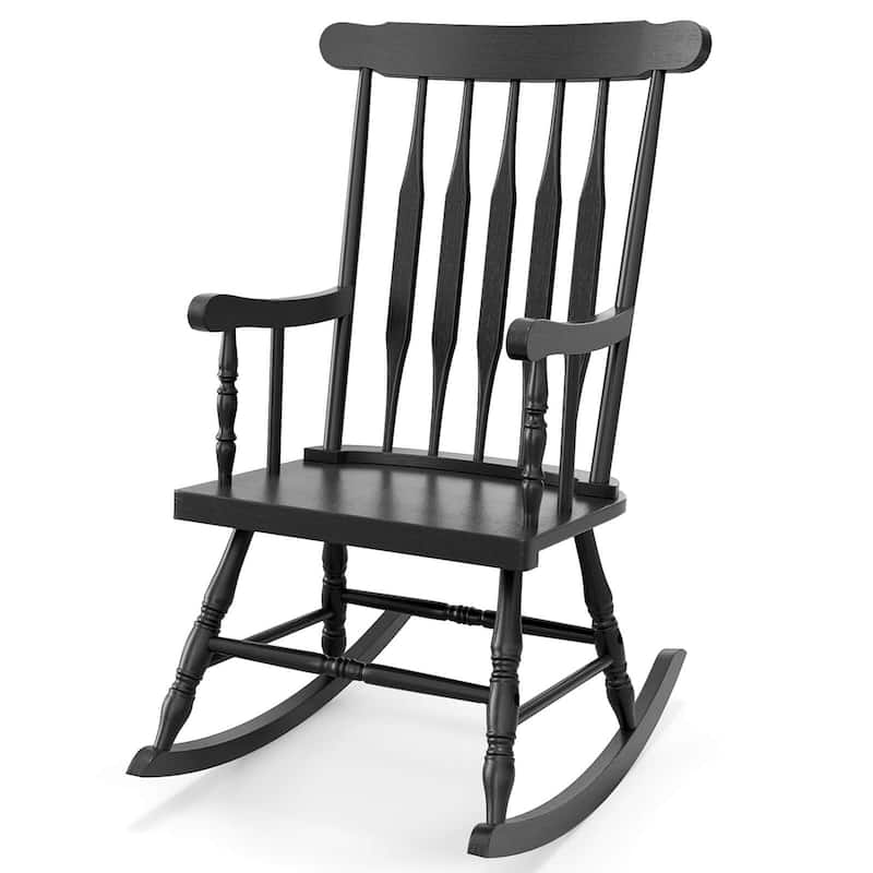 Costway Solid Wood Rocking Chair Porch Rocker Indoor Outdoor Seat - See Details
