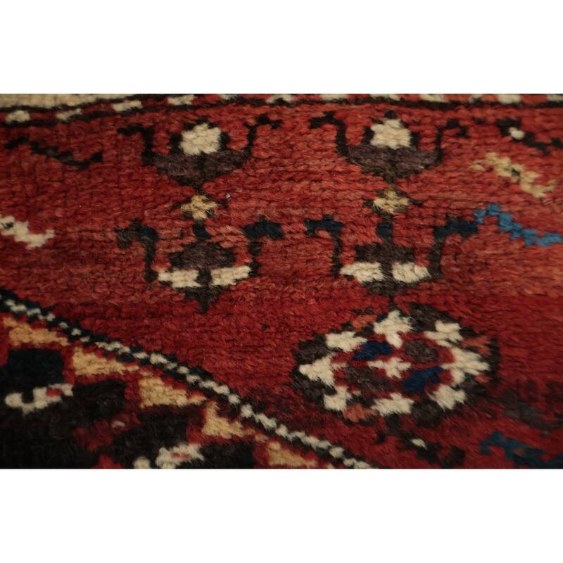 Hand Knotted Oriental 100% Wool Carpet Traditional Tribal Navy Blue & Blues Qashqai Area Rug - 9' 7'' X 4' 6''