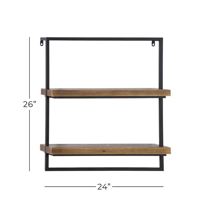 Brown Metal 2 Shelves Wall Shelf