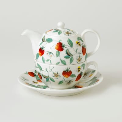 Roy Kirkham Tea for One - Alpine Strawberry, Bone China Ceramic