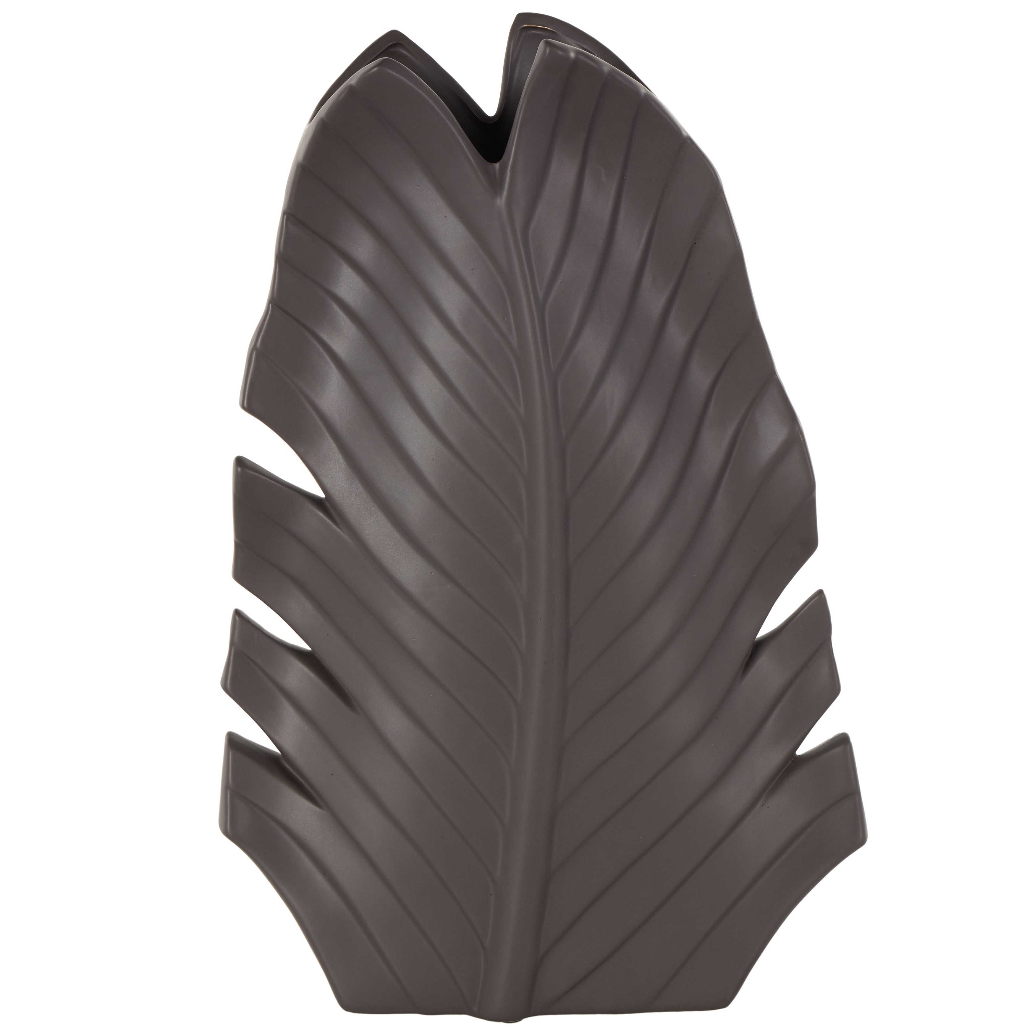 Ceramic Palm Tree Curved Leaf Decorative Vase - Black or White - Roche River Decor