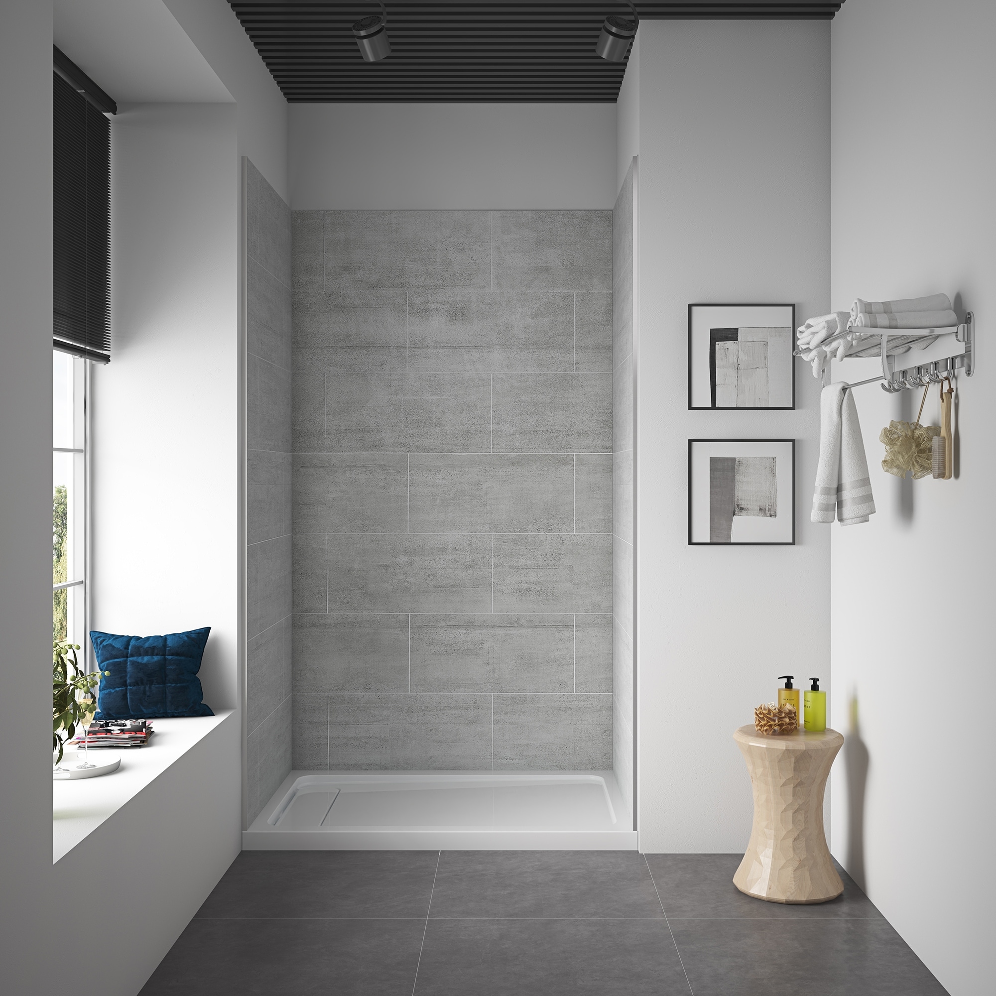 Ove Decors Misty 48 x 32 in. Solid Surface Alcove Shower Wall