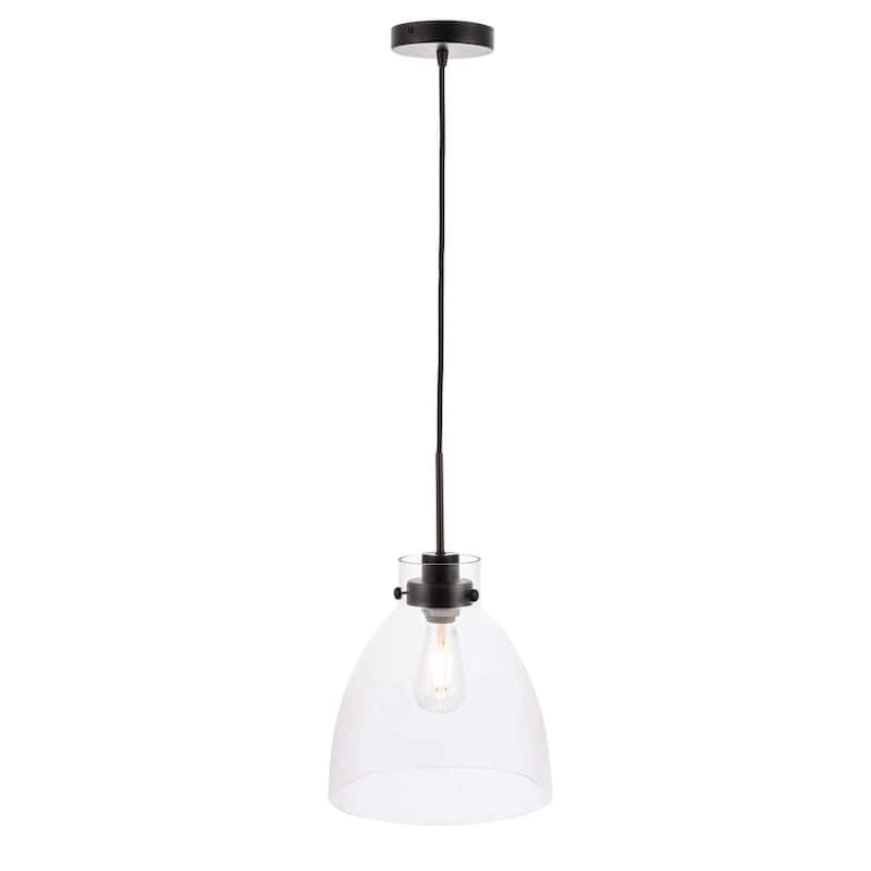 Ingrid 11-Inch Clear 1-Light Pendant - Black