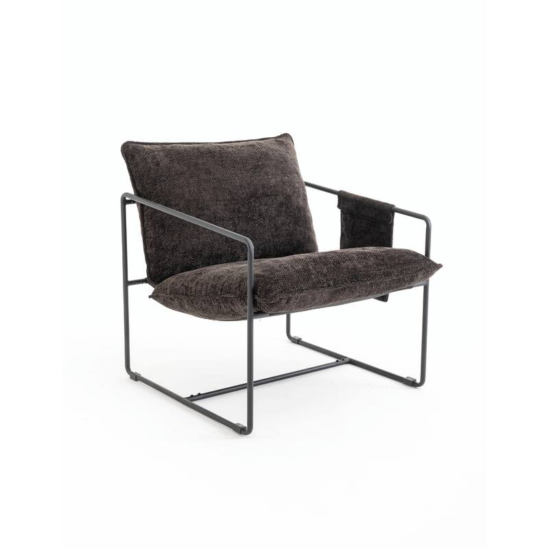 Upholstered Hanging Armchairs with Arm Pockets, Metal Frame,Set of 2
