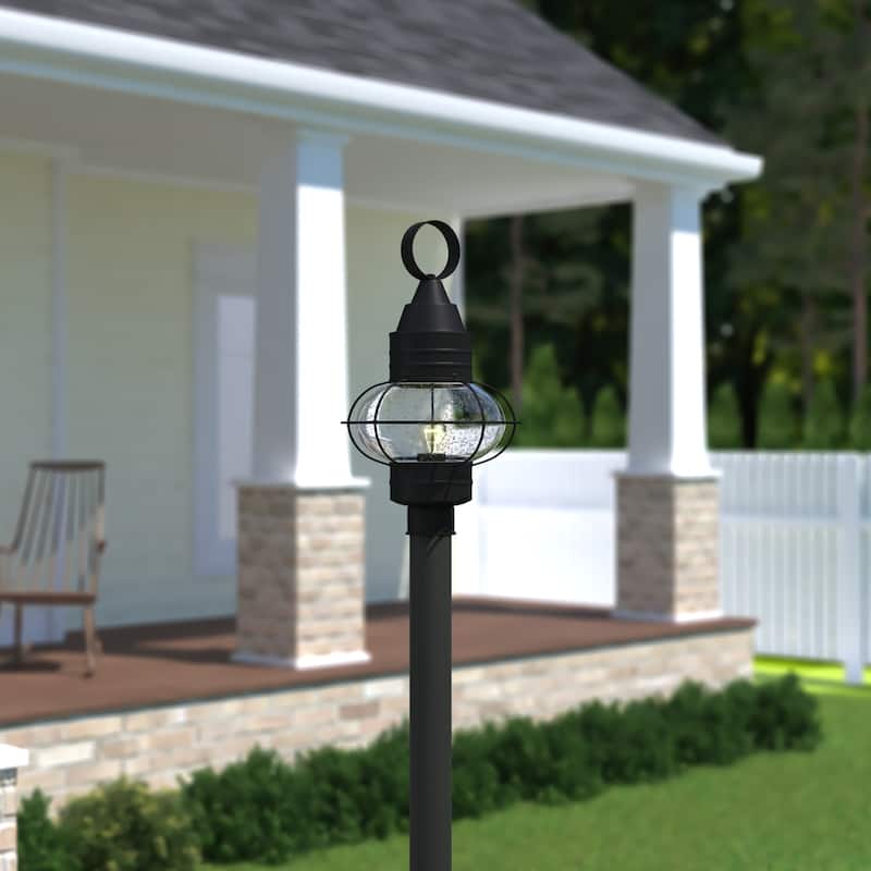 Chatham 1L Black Coastal Outdoor Globe Post Light Clear Glass - 13-in W x 22.5-in H x 13-in D