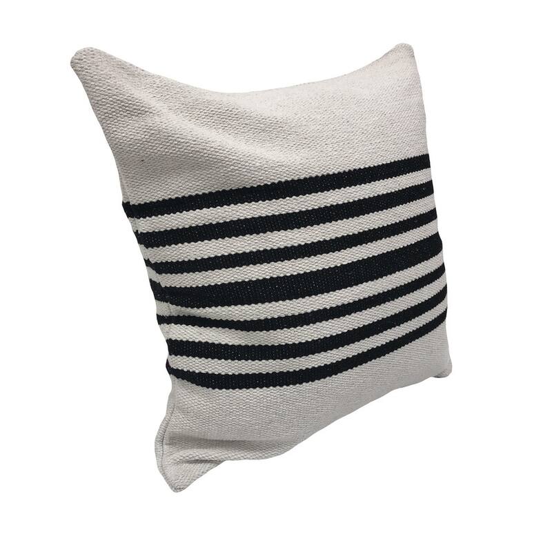 Sevita Black/White Striped Natural Cotton Square Throw Pillow, Set of 2