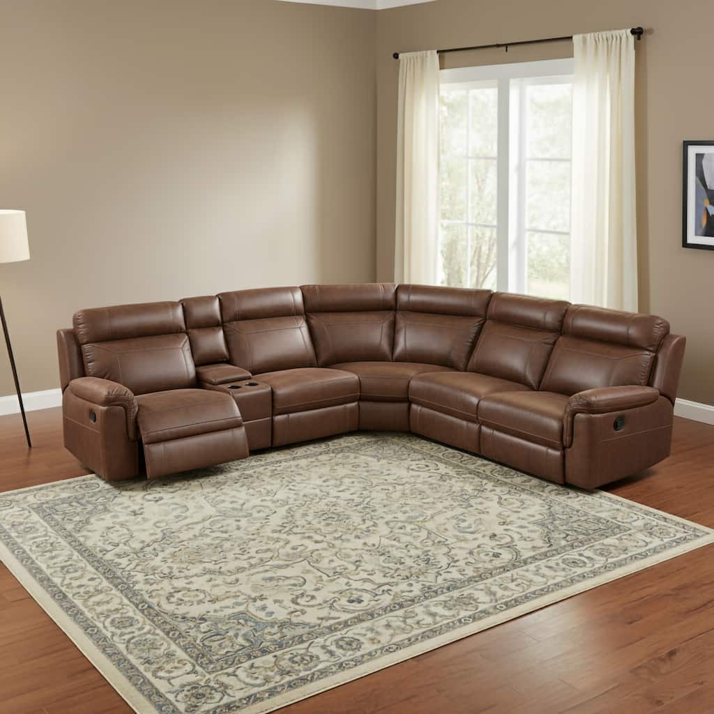 AC Pacific Clark Brown Polyester/Wood/Steel/Foam 6-piece Reclining Living Room Sectional Sofa Set