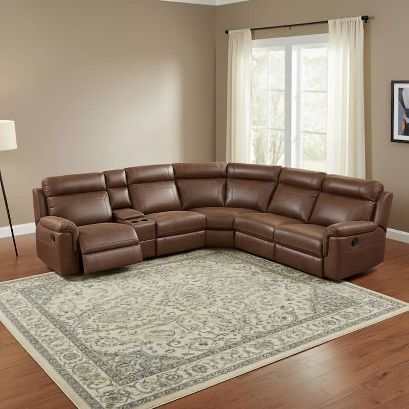 AC Pacific Clark Brown Polyester/Wood/Steel/Foam 6-piece Reclining Living Room Sectional Sofa Set