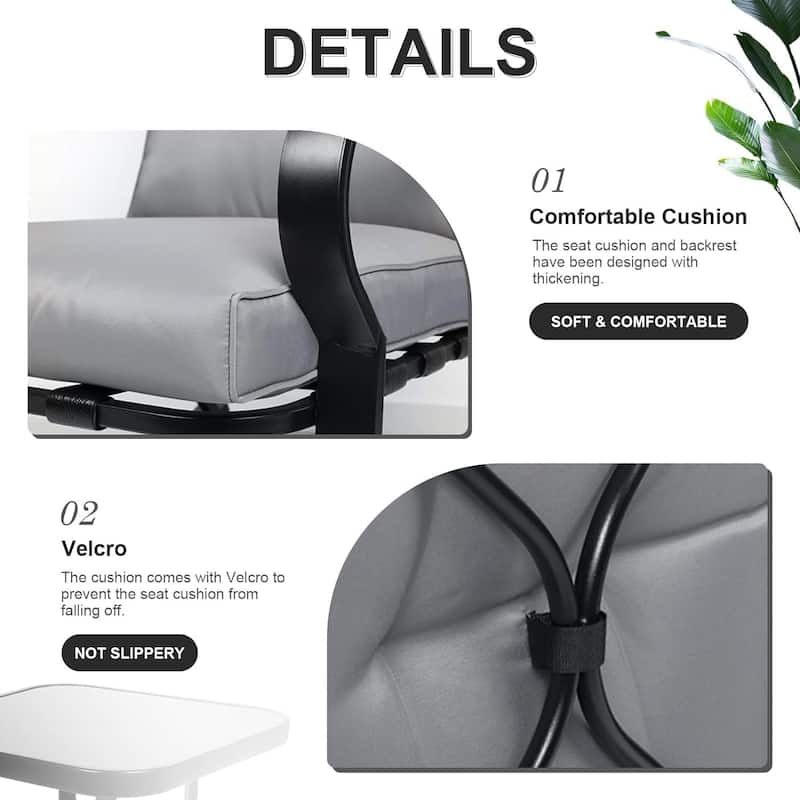 3-piece Outdoor Rocking Chair Chat Set with Side Table