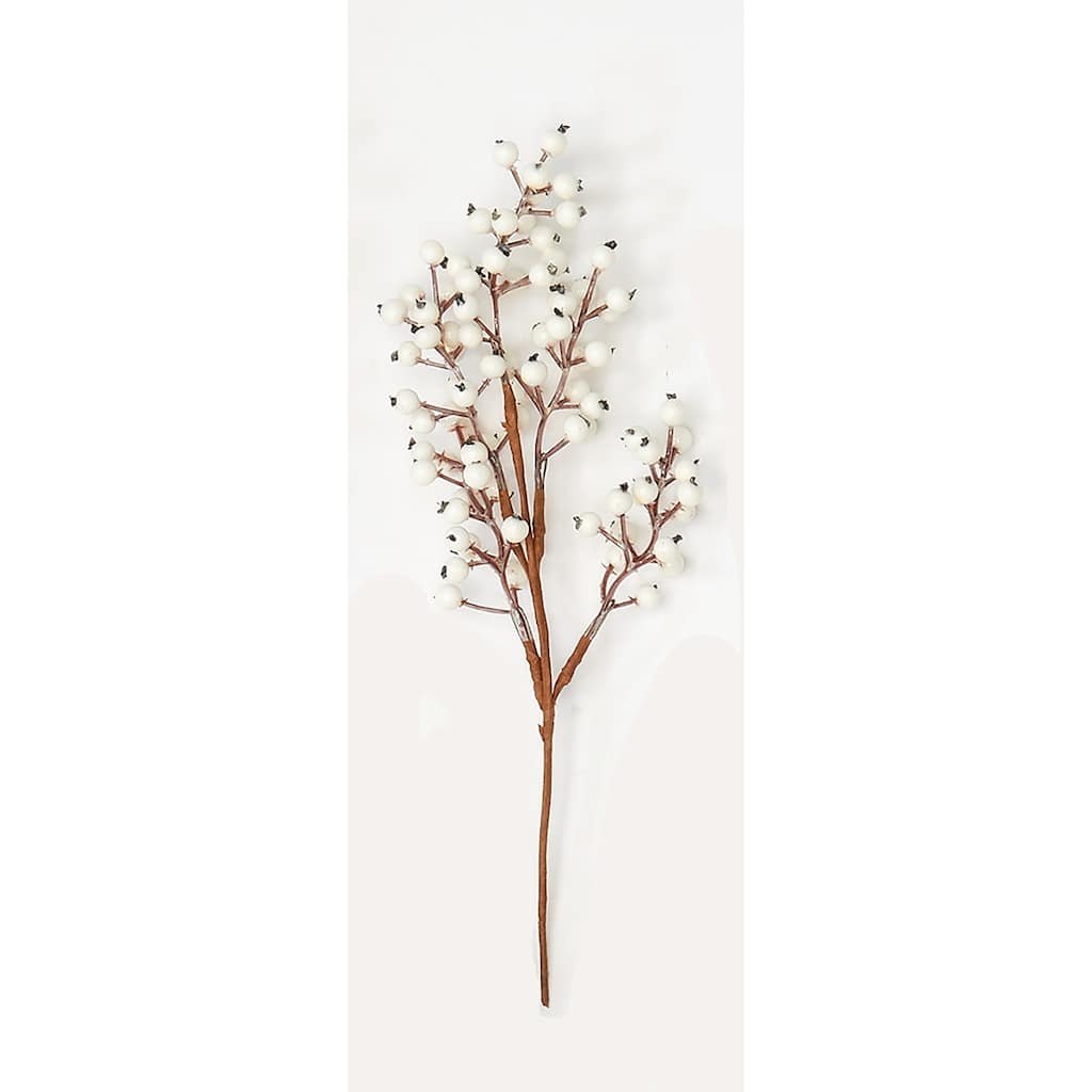 11" Weatherproof Berry Spray, White, Set of 5 - White